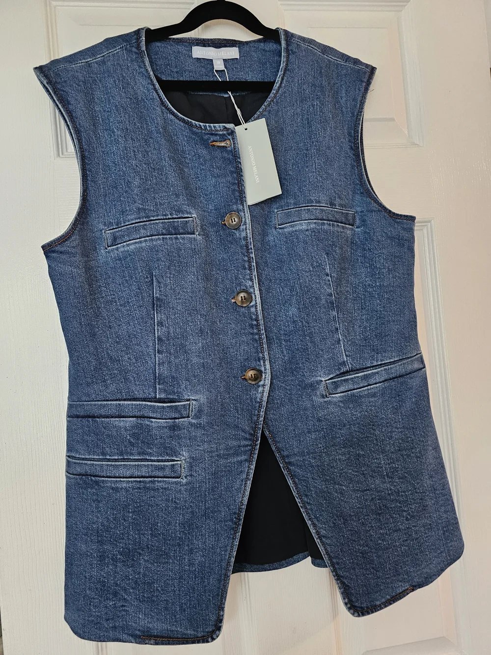 Antonio Melani Sleeveless Denim Vest - Blue - Picture 1 of 6
